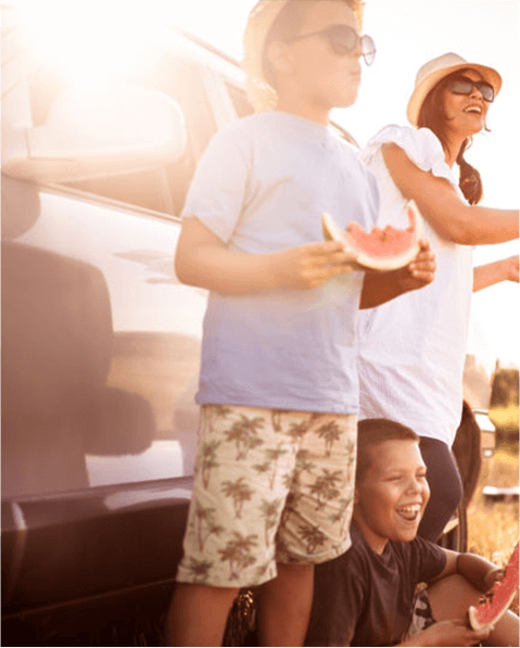 Kids eating mellon